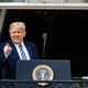 U.S. President Donald Trump addresses a rally in support of law and order on the South Lawn of the White House on October 10, 2020 in Washington, D.C.